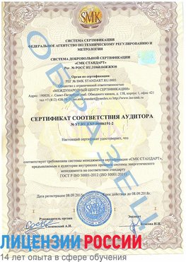 Образец сертификата соответствия аудитора №ST.RU.EXP.00006191-2 Октябрьский Сертификат ISO 50001